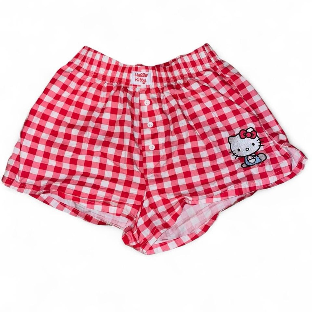Hello Kitty Red and White Checkered High Waist Shorts